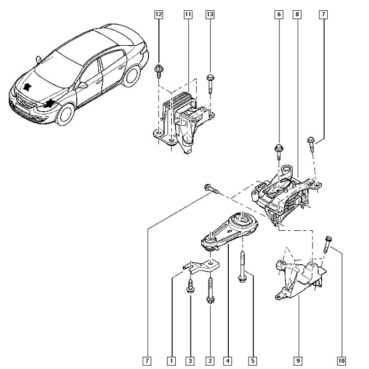 112218702R 11221-8702R In stock wholesale price retail price Auto parts engine mount suspension parts for Renault Megane III